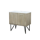 Lexora LVLY36SRA300 Lancy 36 inch W x 20 in D Rustic Acacia Bath Vanity Cabinet and Cultured Marble Top