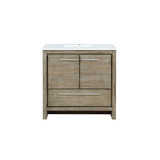 Lexora LVLF36SRA300 Lafarre 36 inch W x 20 in D Rustic Acacia Bath Vanity Cabinet and Cultured Marble Top
