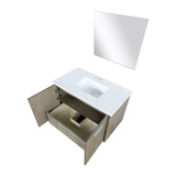 Lexora  LVFB36SK210 Fairbanks 36 in W x 20 in D Rustic Acacia Bath Vanity, White Quartz Top and 28 in Mirror