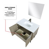Lexora  LVLY36SRA310 Lancy 36 in W x 20 in D Rustic Acacia Bath Vanity, Cultured Marble Top and 28 in Mirror