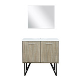 Lexora Lancy 36 inch W x 20 in D Rustic Acacia Bath Vanity Cabinet, Cultured Marble Top and 28 in Mirror