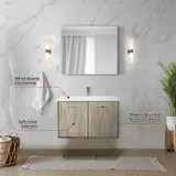 Lexora  LVFB36SK201 Fairbanks 36 in W x 20 in D Rustic Acacia Bath Vanity, White Quartz Top and Chrome Faucet Set