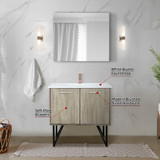 Lexora  LLC36SKSOS000FRG Lancy 36 in W x 20 in D Rustic Acacia Bath Vanity, White Quartz Top and Rose Gold Faucet Set