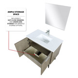 Lexora  LVLY36SRA303 Lancy 36 in W x 20 in D Rustic Acacia Bath Vanity, Cultured Marble Top and Gun Metal Faucet Set