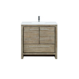 Lexora Lafarre 36 inch W x 20 in D Rustic Acacia Bath Vanity Cabinet, White Quartz Top and Chrome Faucet Set