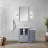 Lexora Volez 36 inch W Dark Grey Vanity Cabinet with Side Cabinet, and White Ceramic Top