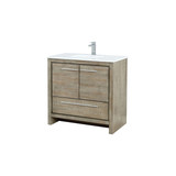 Lexora Lafarre 36 inch W x 20 in D Rustic Acacia Bath Vanity Cabinet, Cultured Marble Top and Brushed Nickel Faucet Set