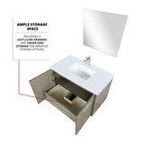 Lexora  LVFB36SK312 Fairbanks 36 in W x 20 in D Rustic Acacia Bath Vanity, Cultured Marble Top, Brushed Nickel Faucet Set and 28 in Mirror