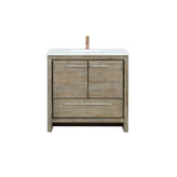 Lexora Lafarre 36 inch W x 20 in D Rustic Acacia Bath Vanity Cabinet, Cultured Marble Top and Rose Gold Faucet Set
