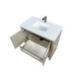 Lexora  LLF36SKSOS000FGM Lafarre 36 in W x 20 in D Rustic Acacia Bath Vanity, White Quartz Top and Gun Metal Faucet Set