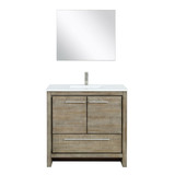 Lexora LVLF36SRA312 Lafarre 36 inch W x 20 in D Rustic Acacia Bath Vanity Cabinet, Cultured Marble Top, Brushed Nickel Faucet Set and 28 in Mirror