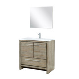 Lexora Lafarre 36 inch W x 20 in D Rustic Acacia Bath Vanity Cabinet, Cultured Marble Top, Brushed Nickel Faucet Set and 28 in Mirror
