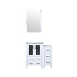 Lexora LV341836SAESM22 Volez 36 inch W White Bath Vanity Cabinet with Side Cabinet and 22 in Mirror