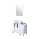 Lexora LV341836SAESM22 Volez 36 inch W White Bath Vanity Cabinet with Side Cabinet and 22 in Mirror
