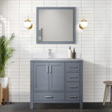 Lexora  LVJ36SB300L Jacques 36 in. W x 22 in. D Left Offset Dark Grey Bath Vanity and Cultured Marble Top