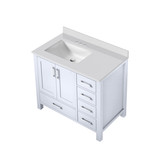 Lexora Jacques 36 in. W Left Offset White Bath Vanity Cabinet and Cultured Marble Top
