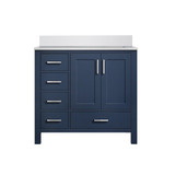 Lexora Jacques 36 in. W Right Offset Navy Blue Bath Vanity Cabinet and Cultured Marble Top