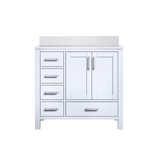 Lexora Jacques 36 in. W Right Offset White Bath Vanity Cabinet and Cultured Marble Top