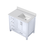 Lexora LVJ36SA300R Jacques 36 in. W Right Offset White Bath Vanity Cabinet and Cultured Marble Top