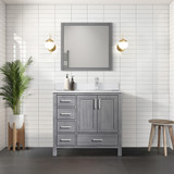Lexora  LVJ36SD300R Jacques 36 in. W x 22 in. D Right Offset Distressed Grey Bath Vanity and Cultured Marble Top