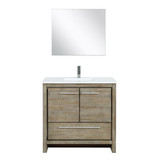 Lexora Lafarre 36 inch W x 20 in D Rustic Acacia Bath Vanity Cabinet, Cultured Marble Top, Chrome Faucet Set and 28 in Mirror