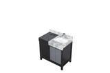 Lexora Zilara 36 inch W Black and Grey Bath Vanity Cabinet, Castle Grey Marble Top and Chrome Faucet Set