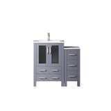 Lexora Volez 36 inch W Dark Grey Vanity Cabinet with Side Cabinet, White Ceramic Top, and Faucet Set