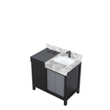 Lexora Zilara 36 inch W Black and Grey Bath Vanity Cabinet, Castle Grey Marble Top and Gun Metal Faucet Set