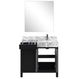 Lexora  LZ342236SLISM30FMC Zilara 36 in W x 22 in D Black and Grey Bath Vanity, Castle Grey Marble Top, Chrome Faucet Set and 30 in Mirror