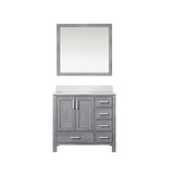 Lexora Jacques 36 in. W Left Offset Distressed Grey Bath Vanity Cabinet, Cultured Marble Top, and 34 in. Mirror