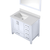 Lexora Jacques 36 in. W Left Offset White Bath Vanity Cabinet, Cultured Marble Top, and 34 in. Mirror
