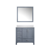 Lexora Jacques 36 in. W Right Offset Dark Grey Bath Vanity Cabinet, Cultured Marble Top, and 34 in. Mirror