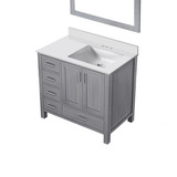 Lexora LVJ36SD310R Jacques 36 in. W Right Offset Distressed Grey Bath Vanity Cabinet, Cultured Marble Top, and 34 in. Mirror