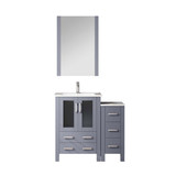 Lexora LV341836SBESM22F Volez 36 inch W Dark Grey Bath Vanity Cabinet with Side Cabinet, Faucet Set, and 22 in Mirror