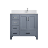 Lexora Jacques 36 in. W Right Offset Dark Grey Bath Vanity Cabinet, Cultured Marble Top, and Faucet Set