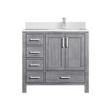 Lexora  LVJ36SD301R Jacques 36 in. W x 22 in. D Right Offset Distressed Grey Bath Vanity, Cultured Marble Top, and Faucet Set