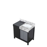 Lexora Zilara 36 inch W Black and Grey Bath Vanity Cabinet and Castle Grey Marble Top