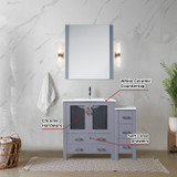 Lexora  LVV42S30B600 Volez 42 in W x 18.25 in D Dark Grey Single Bath Vanity with Side Cabinet, and White Ceramic Top