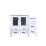 Lexora LVV42S30A600 Volez 42 inch W White Vanity Cabinet with Side Cabinet, and White Ceramic Top