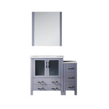 Lexora LV341842SBESM28 Volez 42 inch W Dark Grey Bath Vanity Cabinet with Side Cabinet, White Ceramic Top, and 28 in Mirror