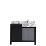 Lexora LZ342242SLISFMC Zilara 42 inch W Black and Grey Bath Vanity Cabinet, Castle Grey Marble Top and Chrome Faucet Set