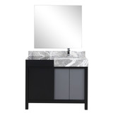 Lexora LZ342242SLISM34FMC Zilara 42 inch W Black and Grey Bath Vanity Cabinet, Castle Grey Marble Top, Chrome Faucet Set and 34 in Mirror