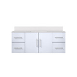 Lexora LVG48SM200 Geneva 48 in. W Glossy White Wall Mount Bath Vanity Cabinet and White Quartz Top