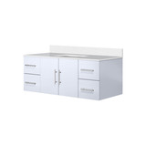 Lexora Geneva 48 in. W Glossy White Wall Mount Bath Vanity Cabinet and White Quartz Top
