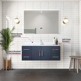 Lexora  LVG48SE200 Geneva 48 in. W x 22 in. D Navy Blue Bath Vanity and White Quartz Top