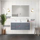 Lexora  LVG48SB200 Geneva 48 in. W x 22 in. D Dark Grey Bath Vanity and White Quartz Top