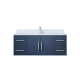 Lexora Geneva 48 in. W Navy Blue Wall Mount Bath Vanity Cabinet, Cultured Marble Top, and Faucet Set