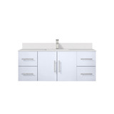 Lexora LVG48SM201 Geneva 48 in. W Glossy White Wall Mount Bath Vanity Cabinet, White Quartz Top, and Faucet Set
