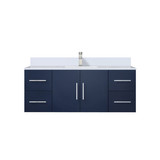Lexora LVG48SE201 Geneva 48 in. W Navy Blue Wall Mount Bath Vanity Cabinet, White Quartz Top, and Faucet Set
