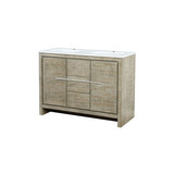 Lexora Lafarre 48 inch W x 20 in D Rustic Acacia Double Sink Vanity Cabinet and White Quartz Top